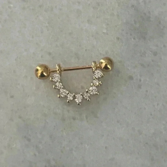 COPY - COPY - COPY - COPY - Crystal Micro-Inlaid U-Shaped Bar Cartilage Earring - Picture 2 of 4